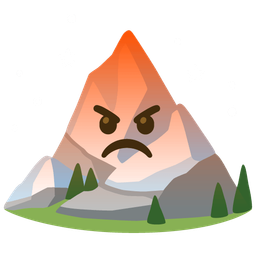 enraged face and snow-capped mountain