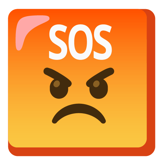 Enraged face and SOS button