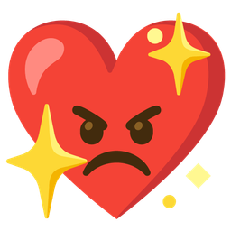 enraged face and sparkling heart