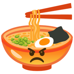 enraged face and steaming bowl