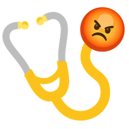 enraged face and stethoscope