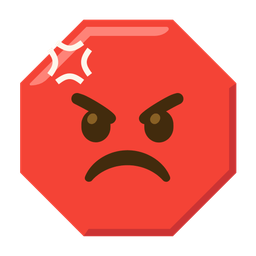 enraged face and stop sign