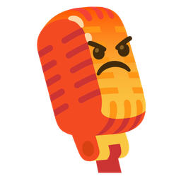 enraged face and studio microphone