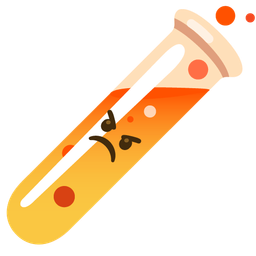 enraged face and test tube