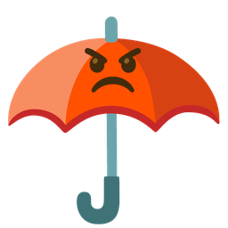 enraged face and umbrella
