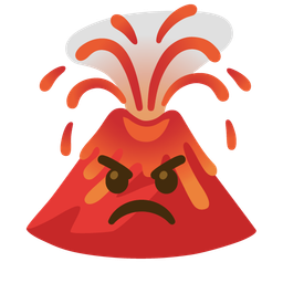 enraged face and volcano