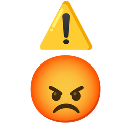 enraged face and warning