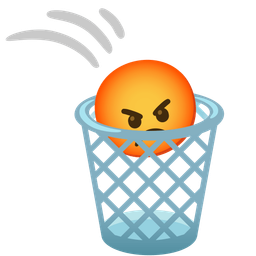 enraged face and wastebasket