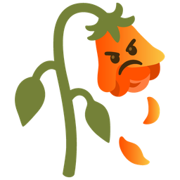 enraged face and wilted flower