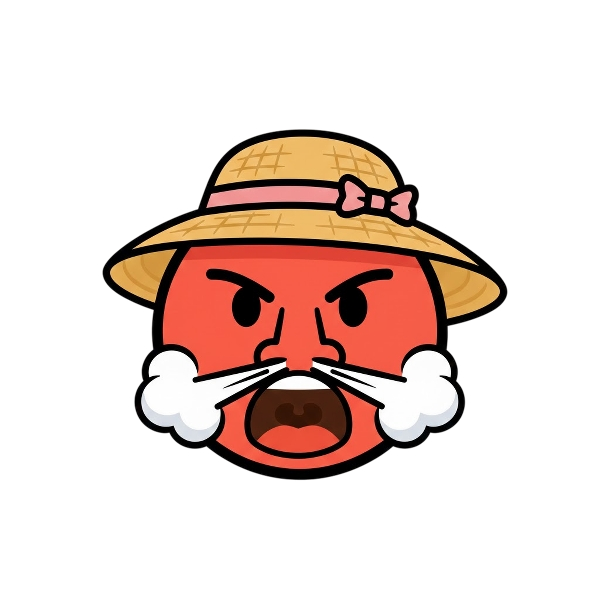 Enraged face and Woman’s hat