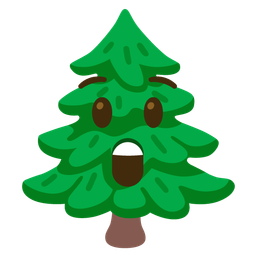 evergreen tree and astonished face