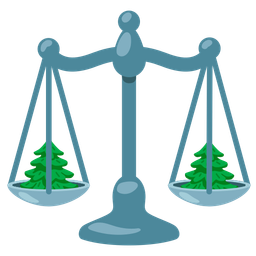 evergreen tree and balance scale