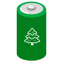 evergreen tree and battery