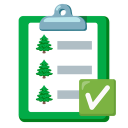 evergreen tree and check mark button