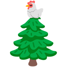 evergreen tree and chicken