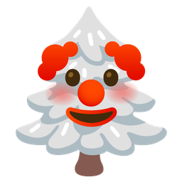evergreen tree and clown face