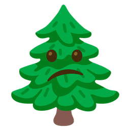 evergreen tree and confused face