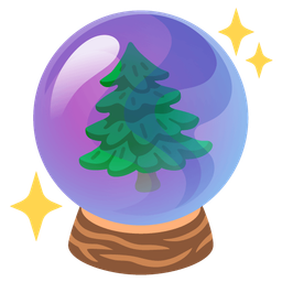 evergreen tree and crystal ball
