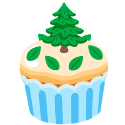 evergreen tree and cupcake