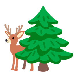 evergreen tree and deer