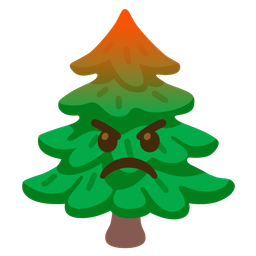 evergreen tree and enraged face