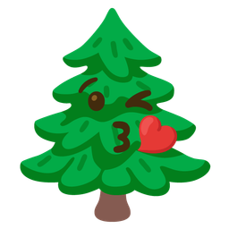 Evergreen tree and Face blowing a kiss