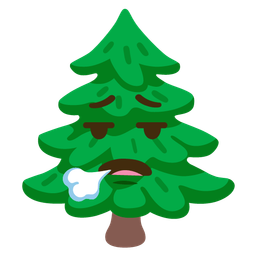 evergreen tree and face exhaling