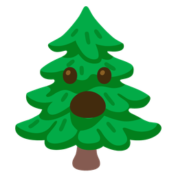 evergreen tree and face with open mouth