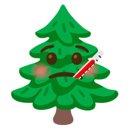 evergreen tree and face with thermometer