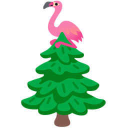 evergreen tree and flamingo