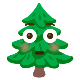 evergreen tree and flushed face