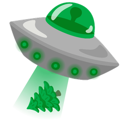 evergreen tree and flying saucer