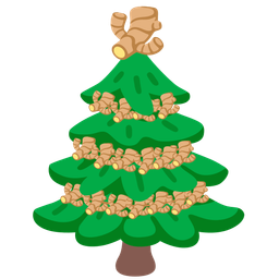 evergreen tree and ginger root