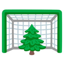 evergreen tree and goal net