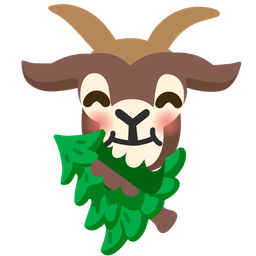 evergreen tree and goat