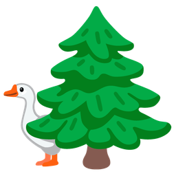 evergreen tree and goose