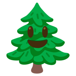 Evergreen tree and Grinning face with big eyes