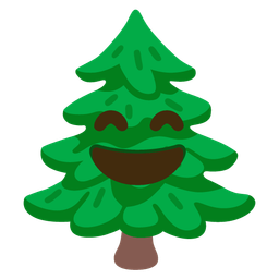 Evergreen tree and Grinning face with smiling eyes