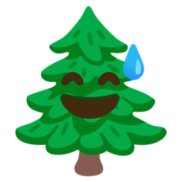 Evergreen tree and Grinning face with sweat