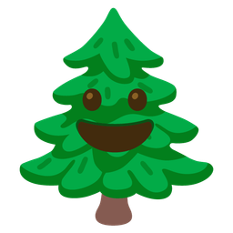 Evergreen tree and Grinning face