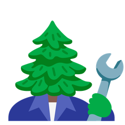 evergreen tree and hammer and wrench