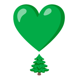 evergreen tree and heart exclamation