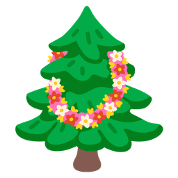 evergreen tree and hibiscus