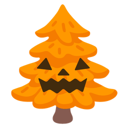 evergreen tree and jack-o-lantern