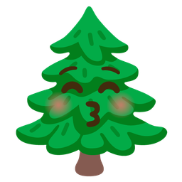 Evergreen tree and Kissing face with closed eyes