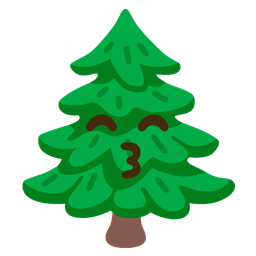 Evergreen tree and Kissing face with smiling eyes