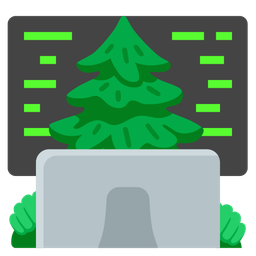 evergreen tree and laptop