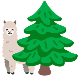 evergreen tree and llama