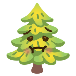 evergreen tree and nauseated face