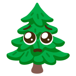 evergreen tree and pleading face
